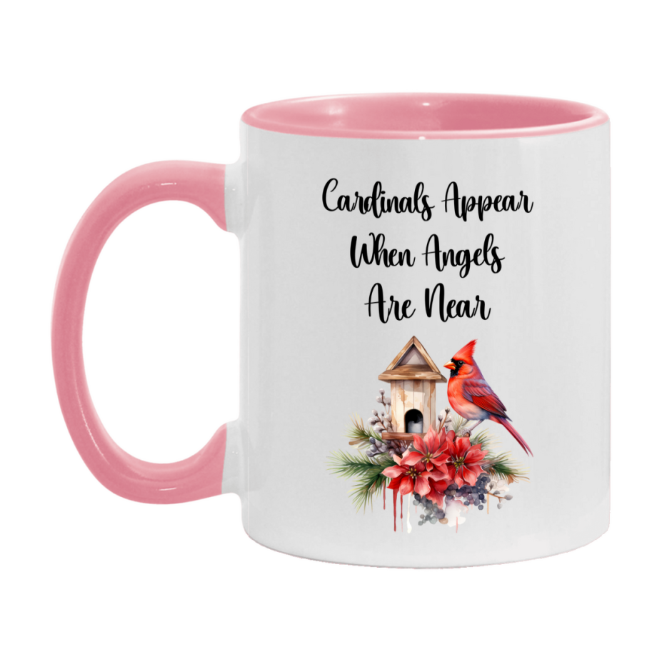 Red Cardinal Mug – "Cardinals Appear When Angels Are Near," 11oz or 15oz Ceramic Christmas Coffee Mug Gift for Cardinal Lovers