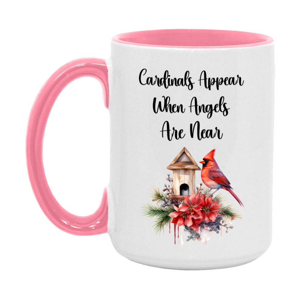 Red Cardinal Mug – "Cardinals Appear When Angels Are Near," 11oz or 15oz Ceramic Christmas Coffee Mug Gift for Cardinal Lovers