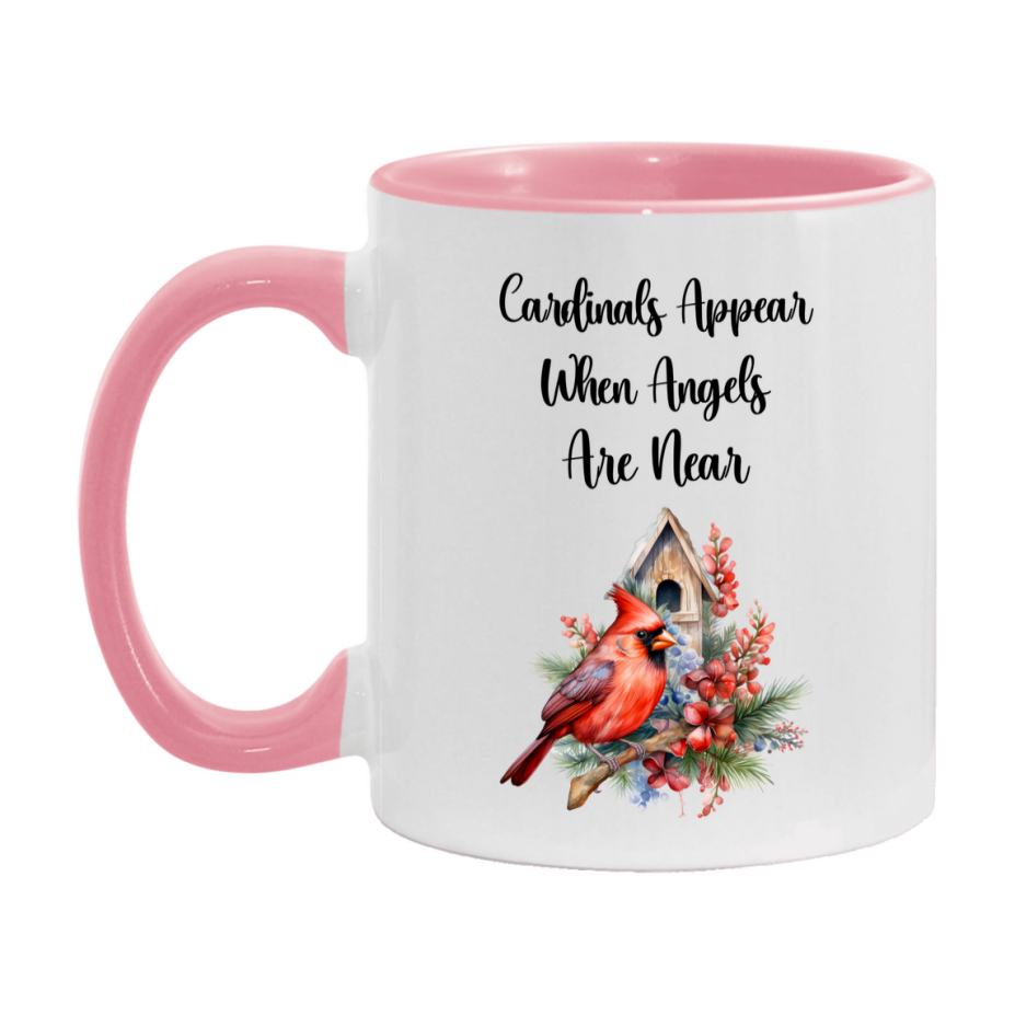 Red Cardinal Mug – "Cardinals Appear When Angels Are Near," 11oz or 15oz Ceramic Christmas Coffee Mug Gift for Cardinal Lovers