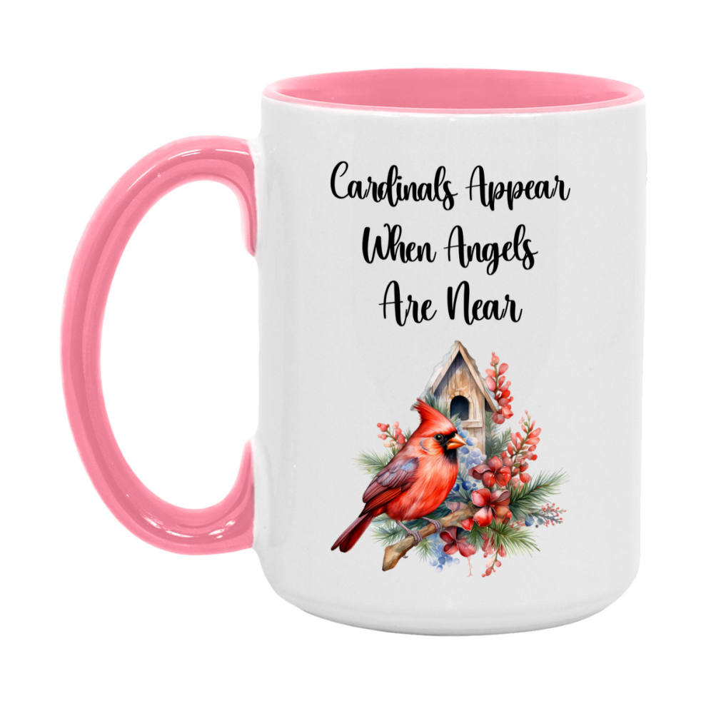 Red Cardinal Mug – "Cardinals Appear When Angels Are Near," 11oz or 15oz Ceramic Christmas Coffee Mug Gift for Cardinal Lovers