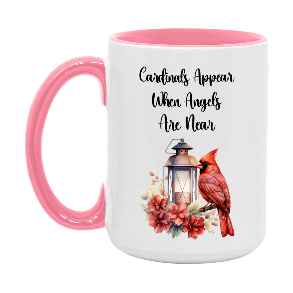 Red Cardinal Mug – "Cardinals Appear When Angels Are Near," 11oz or 15oz Ceramic Christmas Coffee Mug Gift for Cardinal Lovers