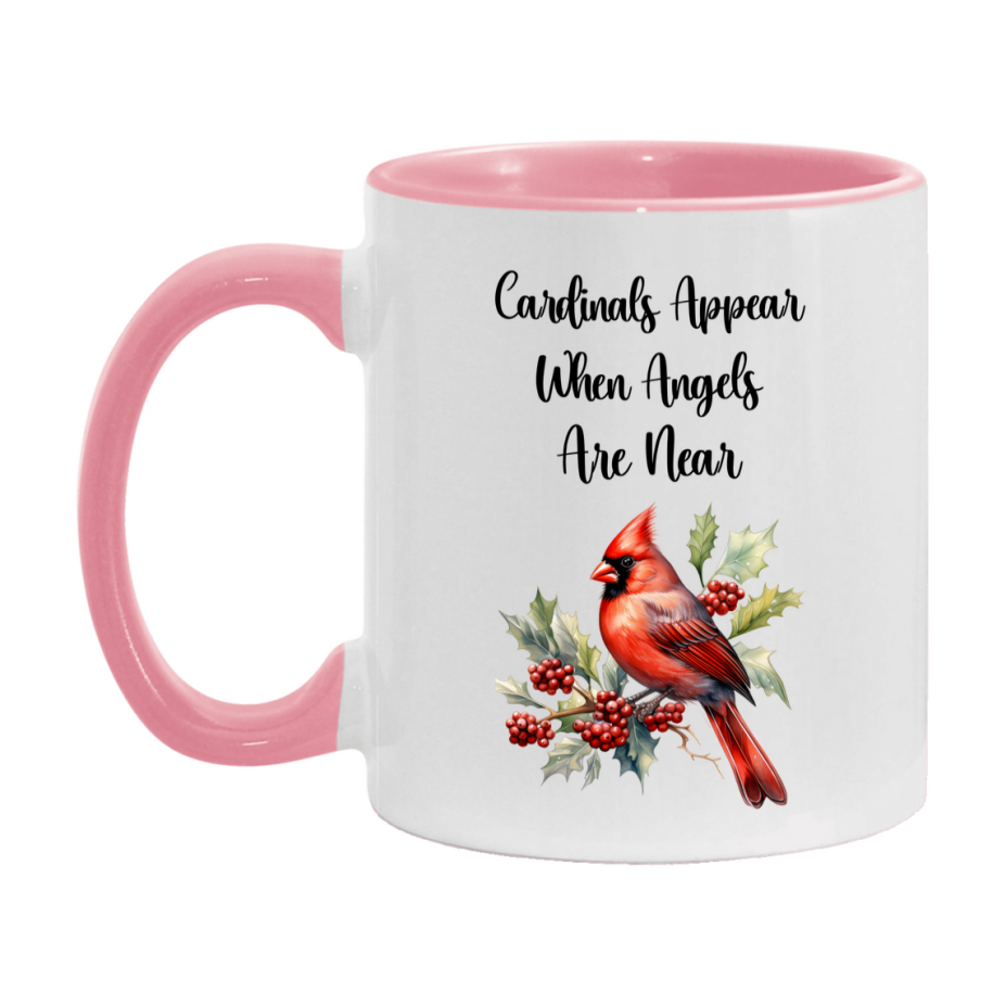 Red Cardinal Mug – "Cardinals Appear When Angels Are Near," 11oz or 15oz Ceramic Christmas Coffee Mug Gift for Cardinal Lovers