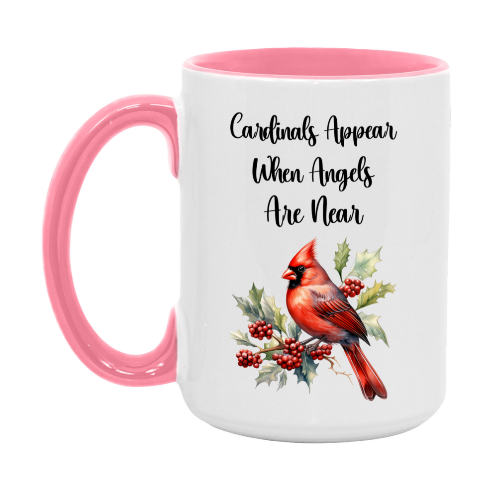 Red Cardinal Mug – "Cardinals Appear When Angels Are Near," 11oz or 15oz Ceramic Christmas Coffee Mug Gift for Cardinal Lovers