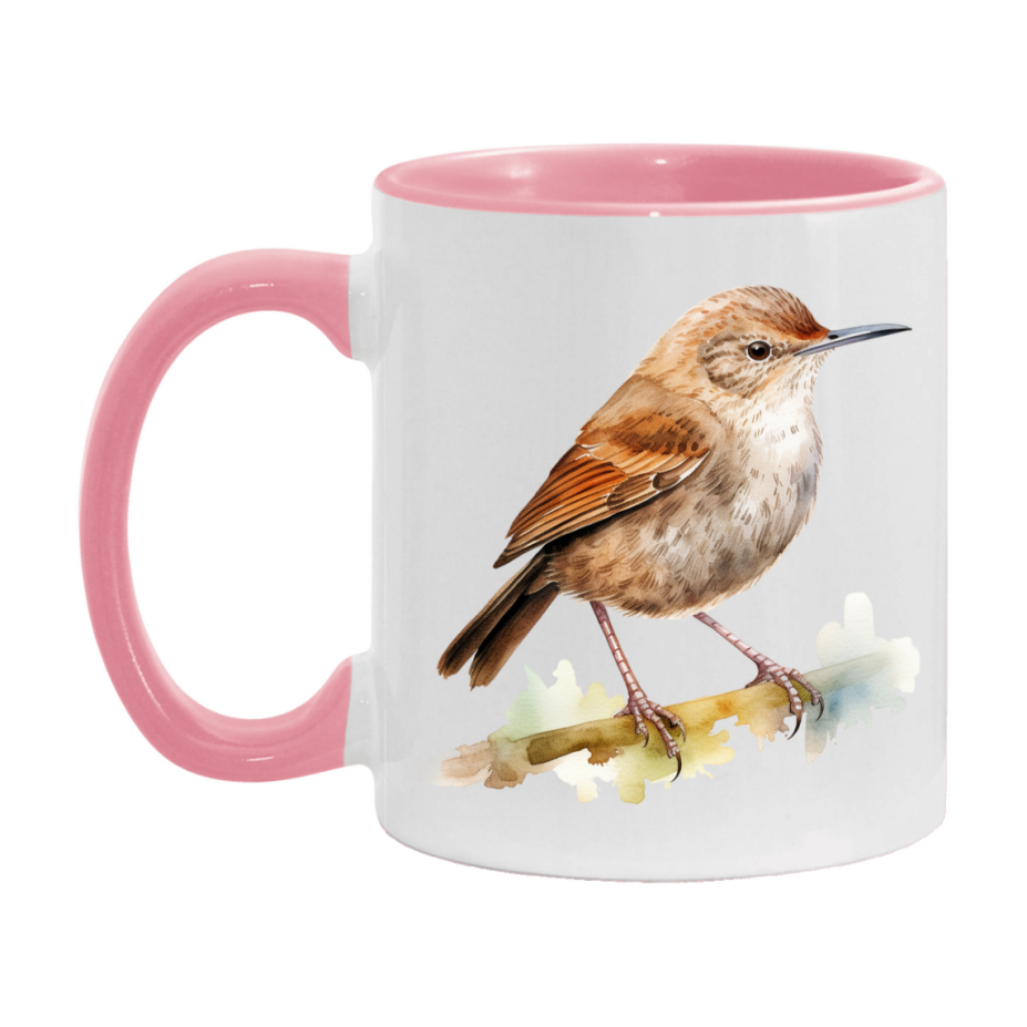 Bird Watching Mug, House Wren Song Bird Mug, 11oz or 15oz White Ceramic Coffee Mug Gift for Bird Watchers