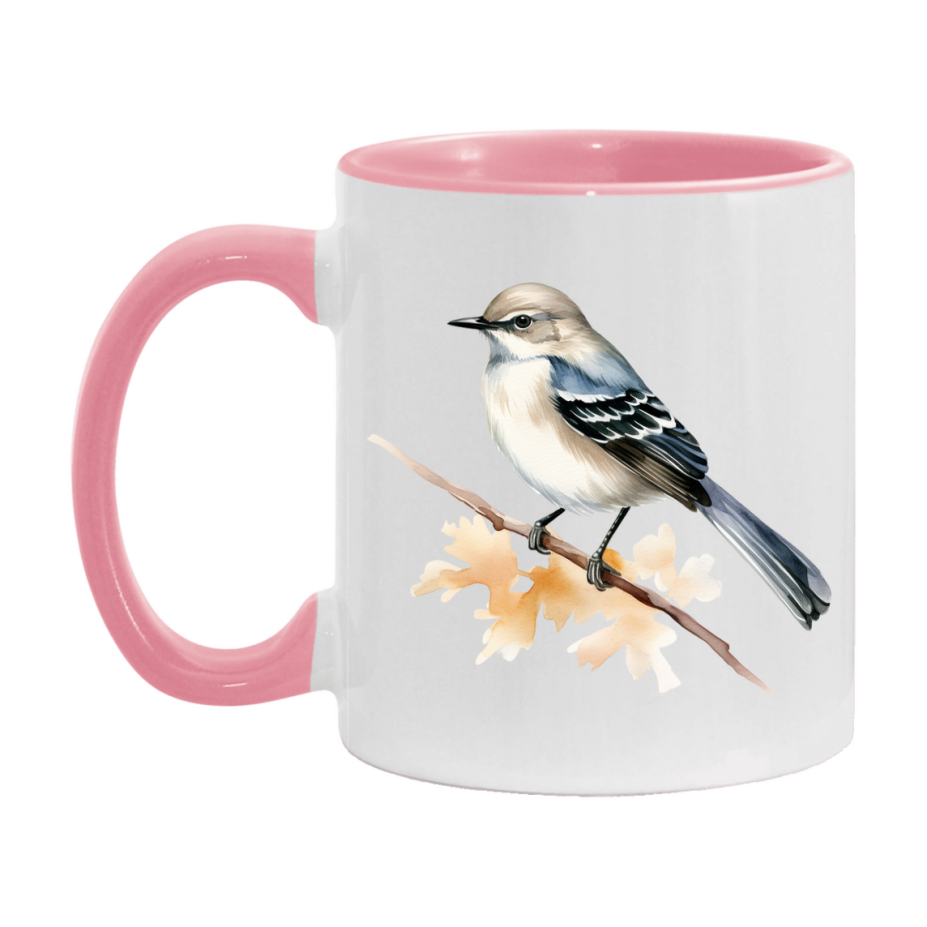 Bird Watching Mug, Mockingbird Song Bird Mug, 11oz or 15oz White Ceramic Coffee Mug Gift for Bird Watchers