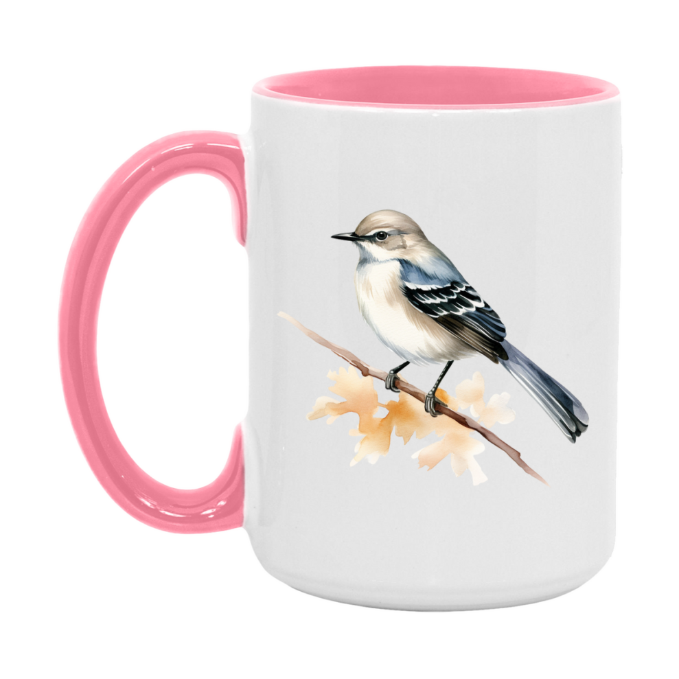Bird Watching Mug, Mockingbird Song Bird Mug, 11oz or 15oz White Ceramic Coffee Mug Gift for Bird Watchers