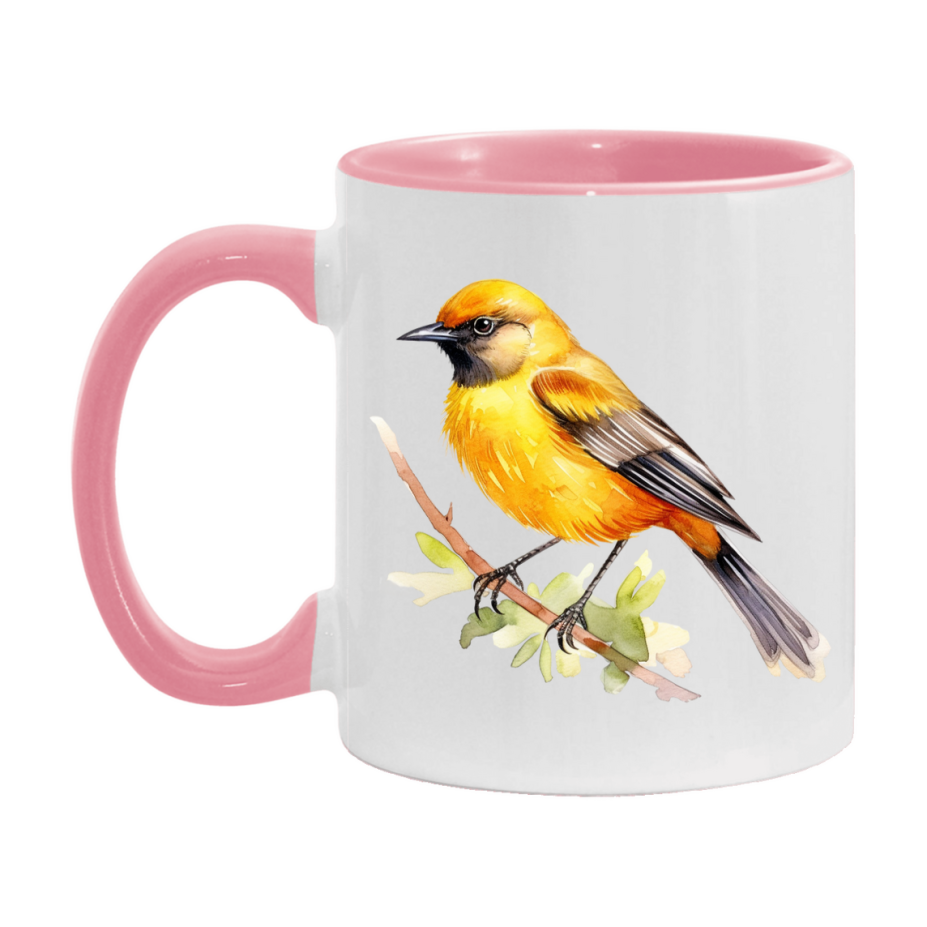 Bird Watching Mug, Orchard Oriole Song Bird Mug, 11oz or 15oz White Ceramic Coffee Mug Gift for Bird Watchers