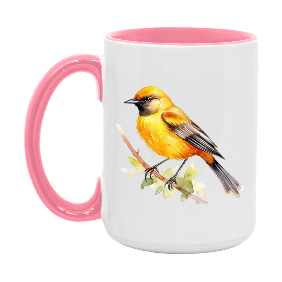 Bird Watching Mug, Orchard Oriole Song Bird Mug, 11oz or 15oz White Ceramic Coffee Mug Gift for Bird Watchers