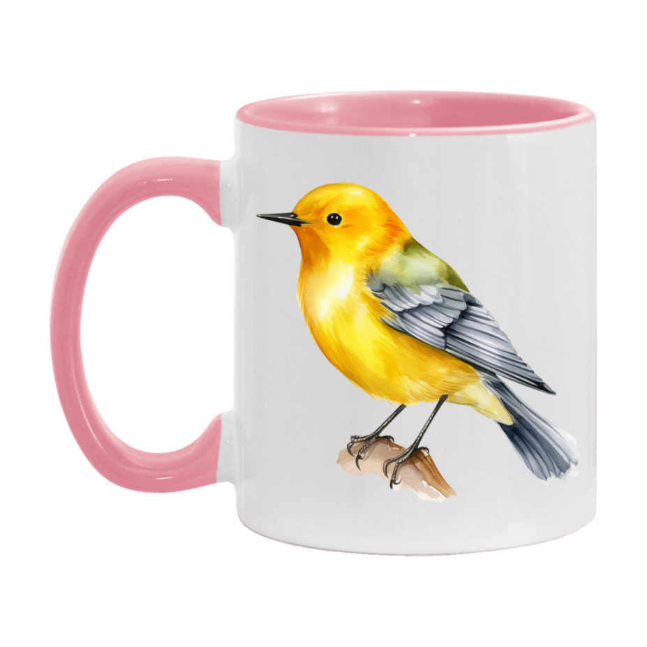 Bird Watching Mug, Prothonotary Warbler Song Bird Mug, 11oz or 15oz White Ceramic Coffee Mug Gift for Bird Watchers
