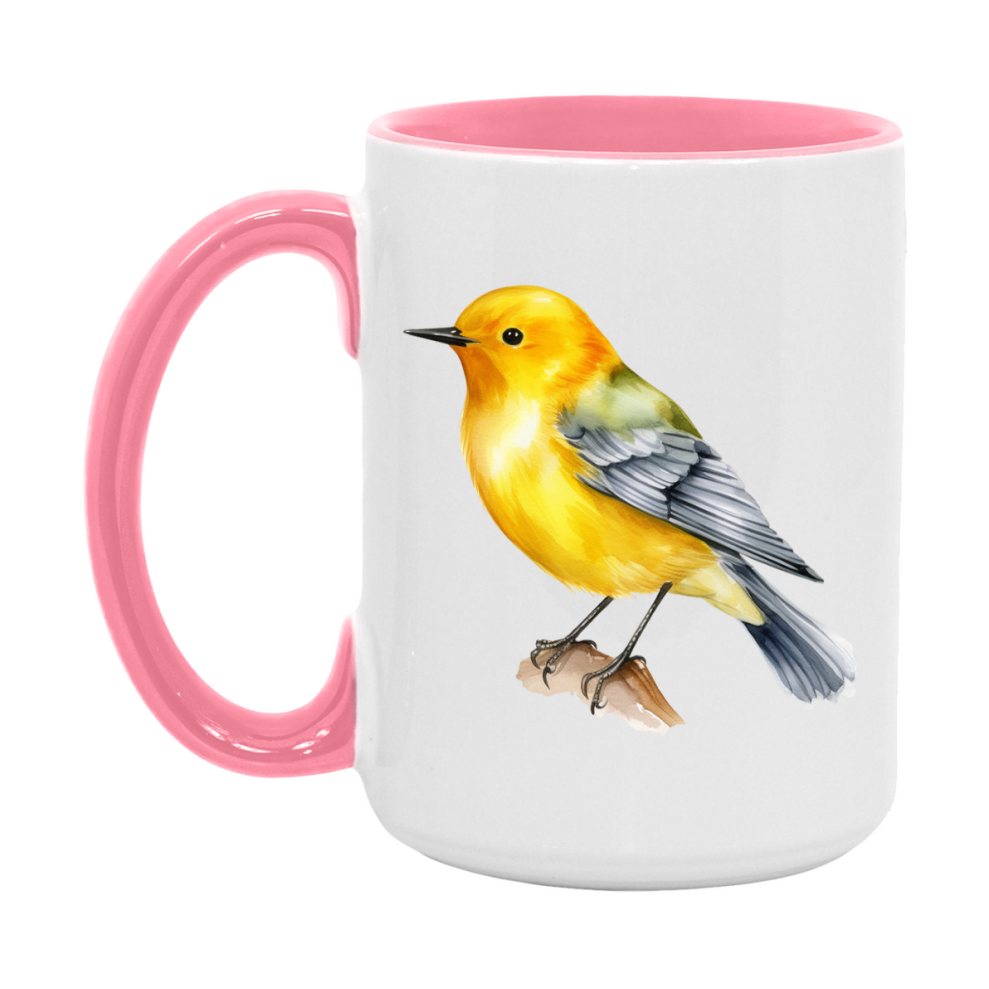 Bird Watching Mug, Prothonotary Warbler Song Bird Mug, 11oz or 15oz White Ceramic Coffee Mug Gift for Bird Watchers