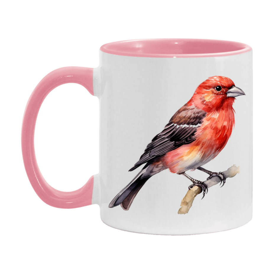 Bird Watching Mug, Red Crossbill Song Bird Mug, 11oz or 15oz White Ceramic Coffee Mug Gift for Bird Watchers