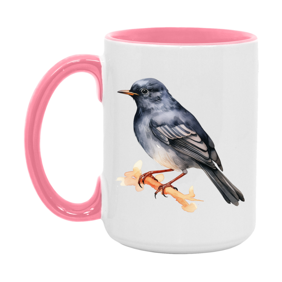Bird Watching Mug, Slaty Backed Nightingale Thrush Song Bird Mug, 11oz or 15oz White Ceramic Coffee Mug Gift for Bird Watchers