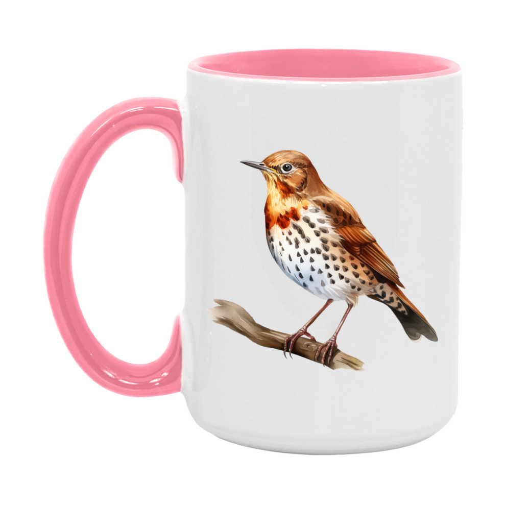 Bird Watching Mug, Song Thrush Song Bird Mug, 11oz or 15oz White Ceramic Coffee Mug Gift for Bird Watchers
