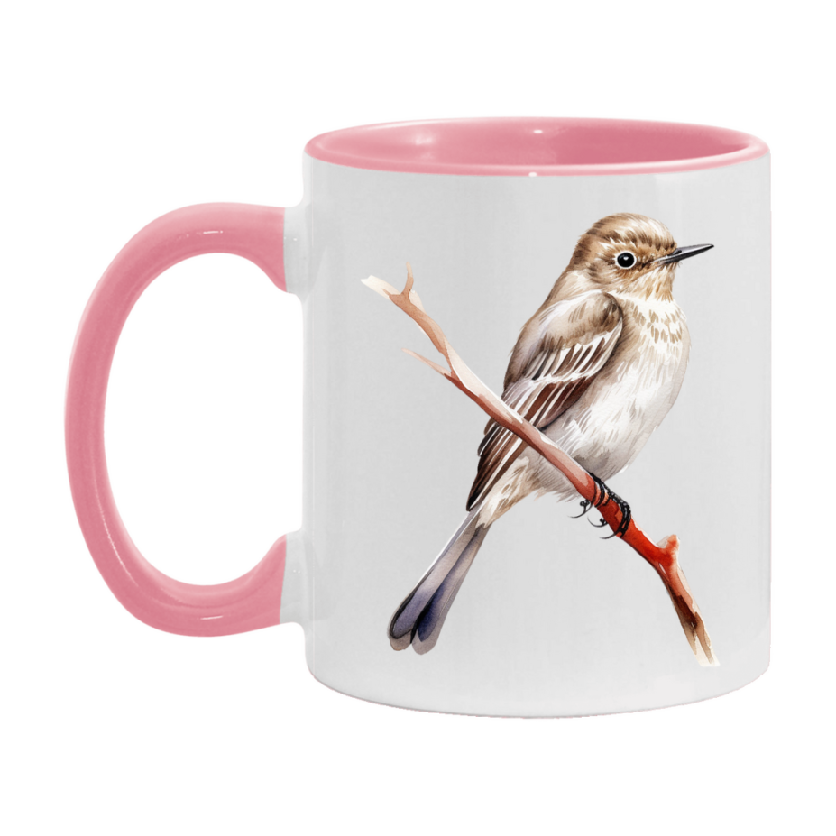 Bird Watching Mug, Spotted Flycatcher Song Bird Mug, 11oz or 15oz White Ceramic Coffee Mug Gift for Bird Watchers