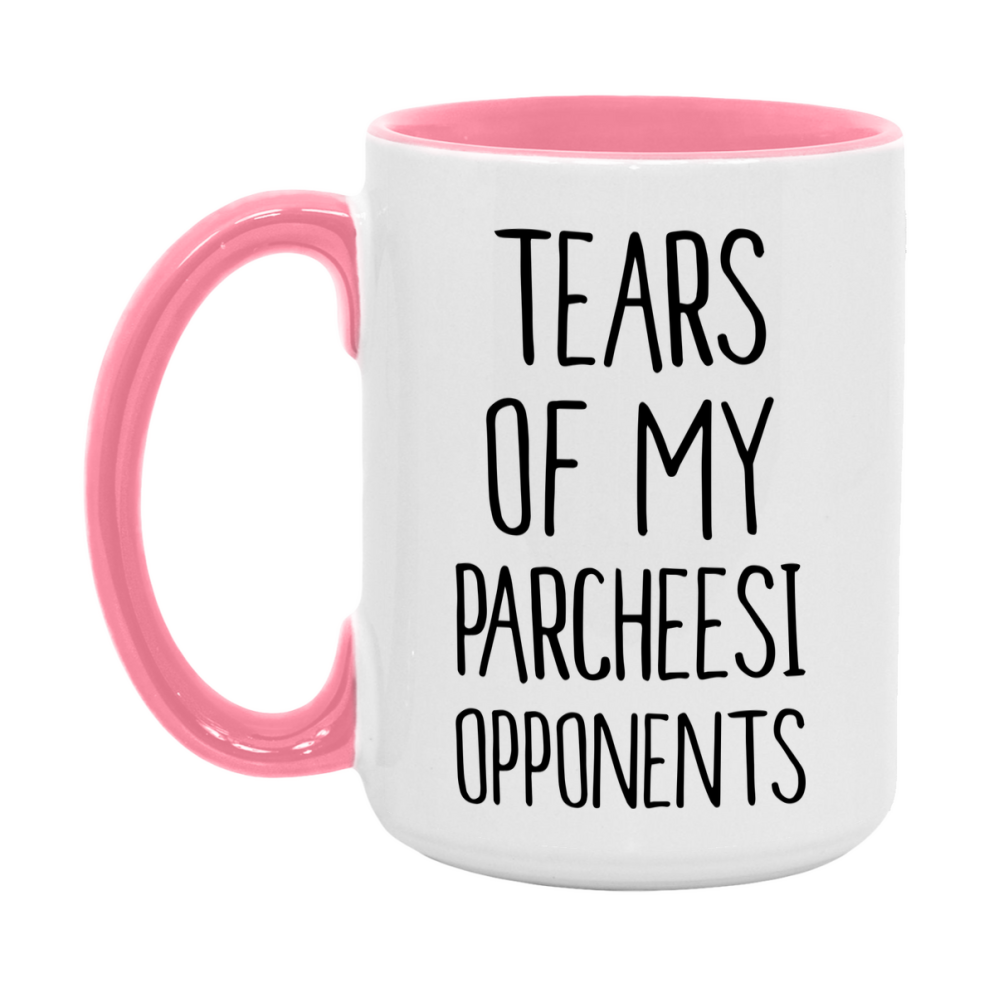 Funny Board Game Mug, Tears of My Parcheesi Opponents, 11oz or 15oz Ceramic White Coffee Cup