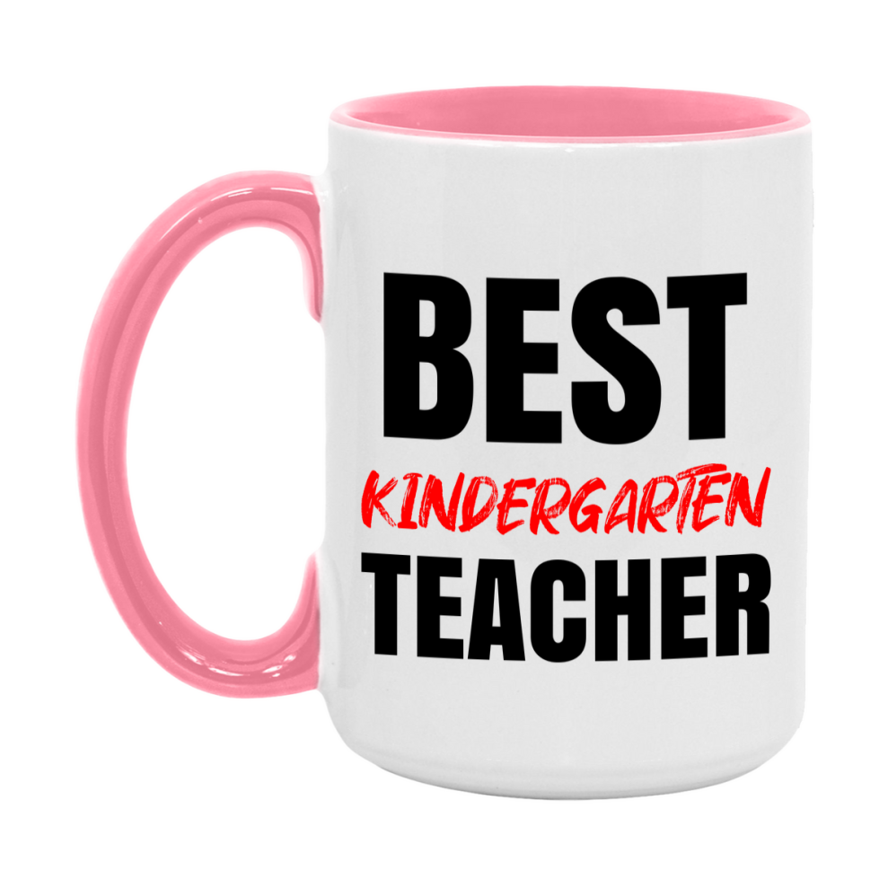 Teacher Superlative Mug, Best Kindergarten Teacher Gift, 11oz or 15oz White Ceramic Coffee Cup for Kindergarten Teacher