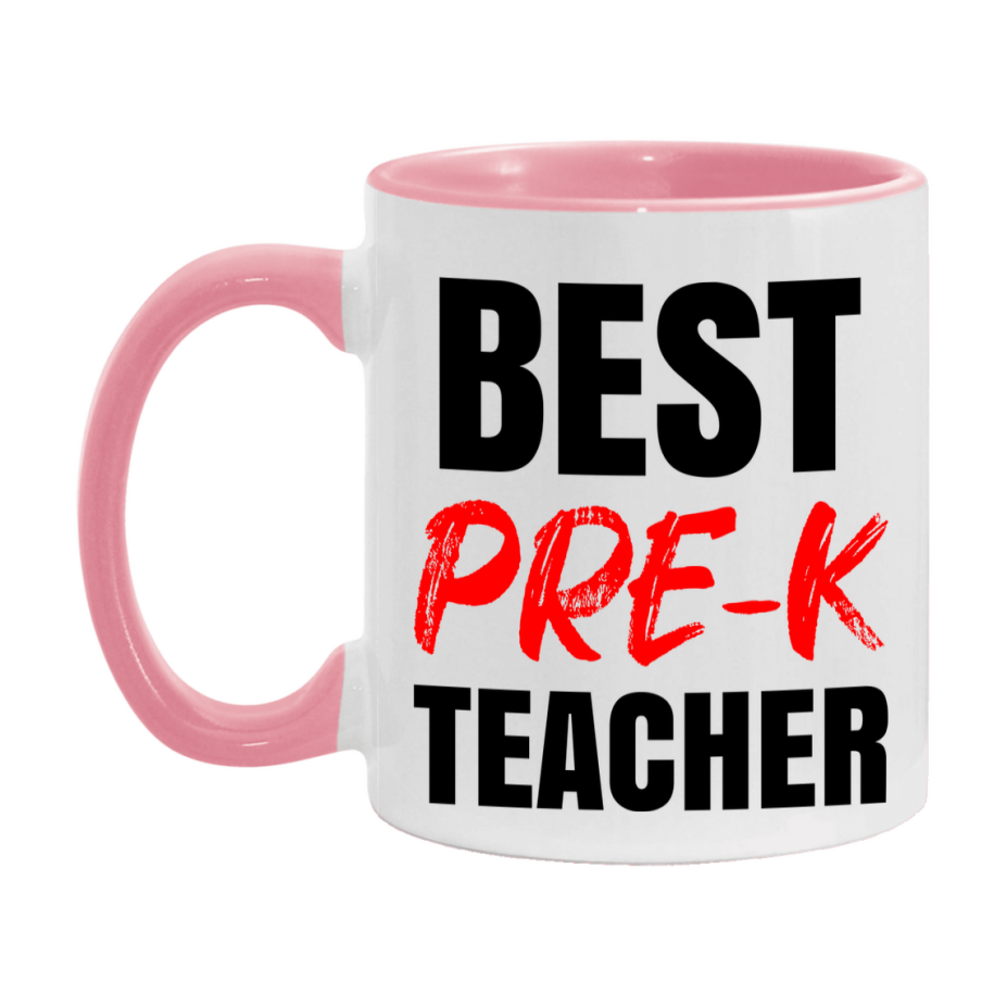 Teacher Superlative Mug, Best Pre-K Teacher Gift, 11oz or 15oz White Ceramic Coffee Cup for Pre-K Teacher