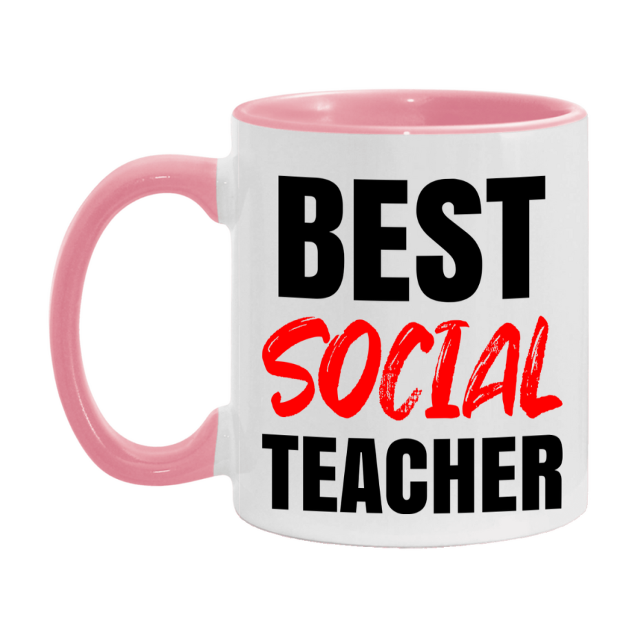 Teacher Superlative Mug, Best Social Teacher Gift, 11oz or 15oz White Ceramic Coffee Cup for Social Teacher