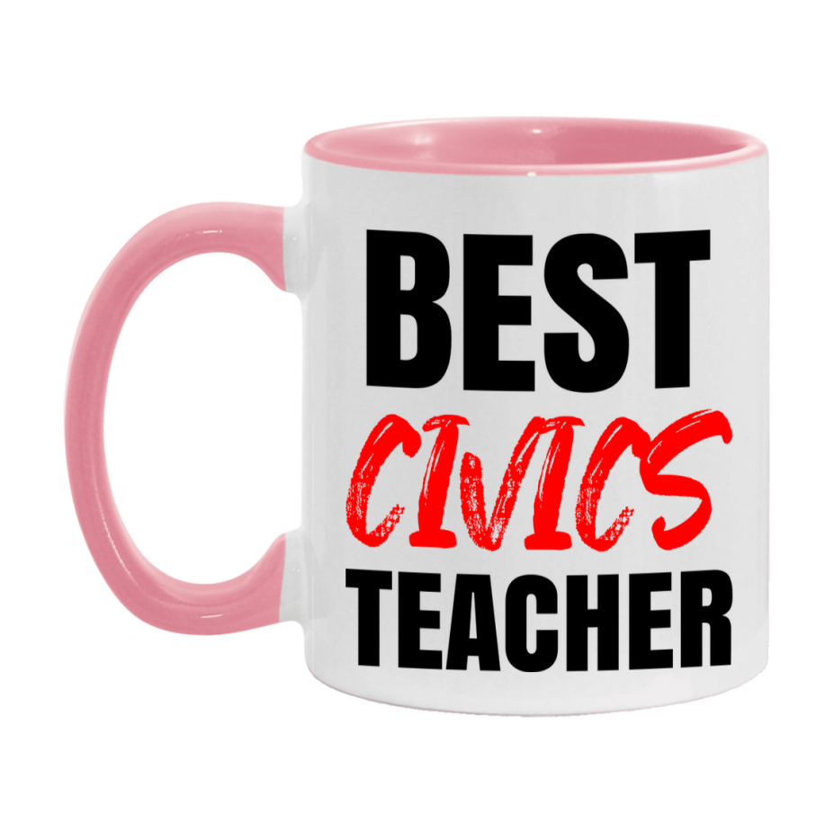 Teacher Superlative Mug, Best Civics Teacher Gift, 11oz or 15oz White Ceramic Coffee Cup for Civics Teacher