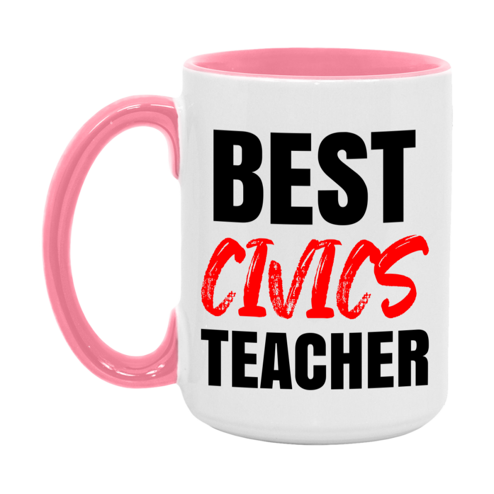 Teacher Superlative Mug, Best Civics Teacher Gift, 11oz or 15oz White Ceramic Coffee Cup for Civics Teacher