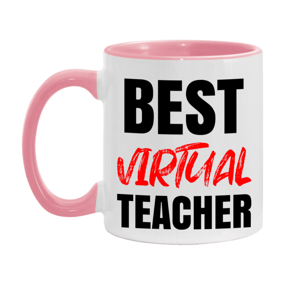Teacher Superlative Mug, Best Virtual Teacher Gift, 11oz or 15oz White Ceramic Coffee Cup for Virtual Teacher