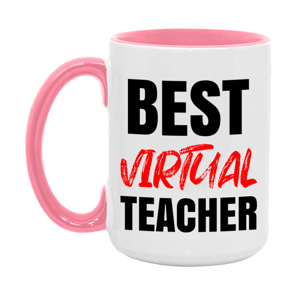Teacher Superlative Mug, Best Virtual Teacher Gift, 11oz or 15oz White Ceramic Coffee Cup for Virtual Teacher