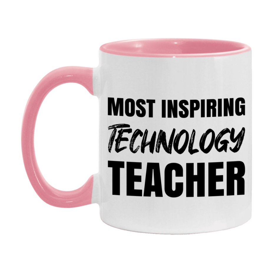 Teacher Superlative Mug, Most Inspiring Technology Teacher Gift, 11oz or 15oz White Ceramic Coffee Cup, Gift for Technology Teacher
