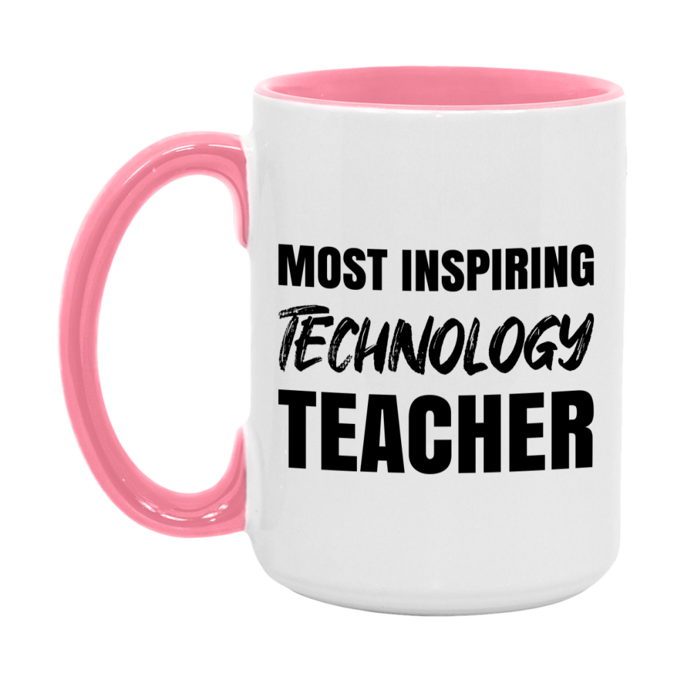 Teacher Superlative Mug, Most Inspiring Technology Teacher Gift, 11oz or 15oz White Ceramic Coffee Cup, Gift for Technology Teacher