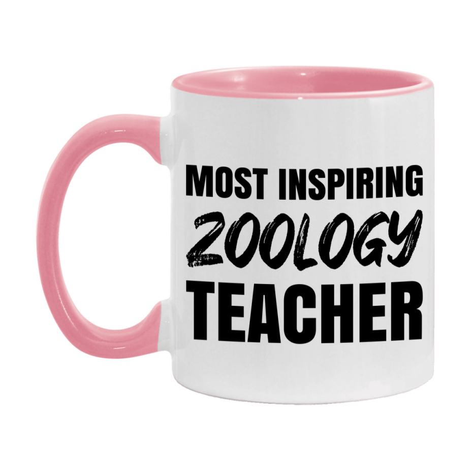 Teacher Superlative Mug, Most Inspiring Zoology Teacher Gift, 11oz or 15oz White Ceramic Coffee Cup, Gift for Zoology Teacher