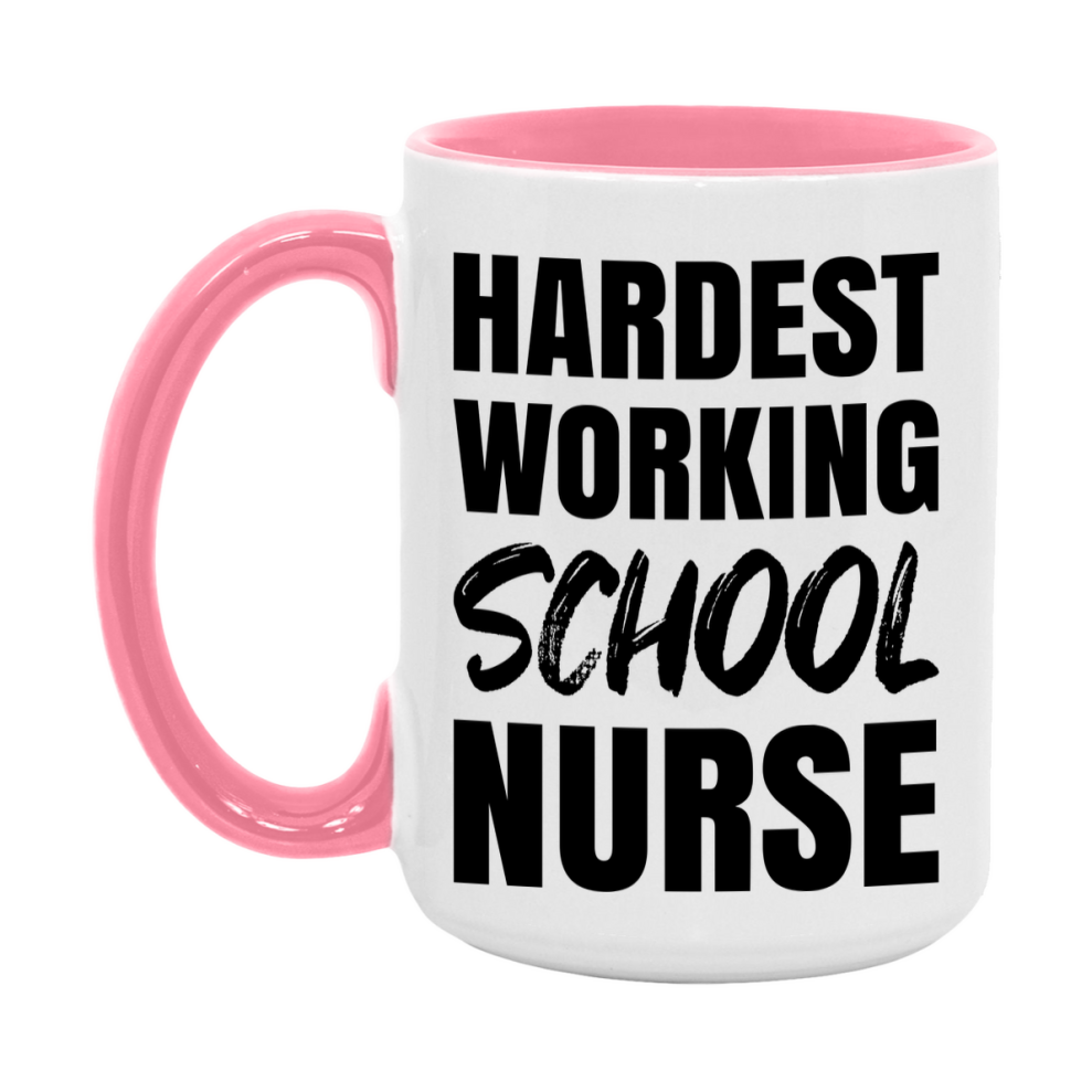 Nurse Superlative Mug, Hardest Working School Nurse Gift, 11oz or 15oz Ceramic Coffee Cup Gift