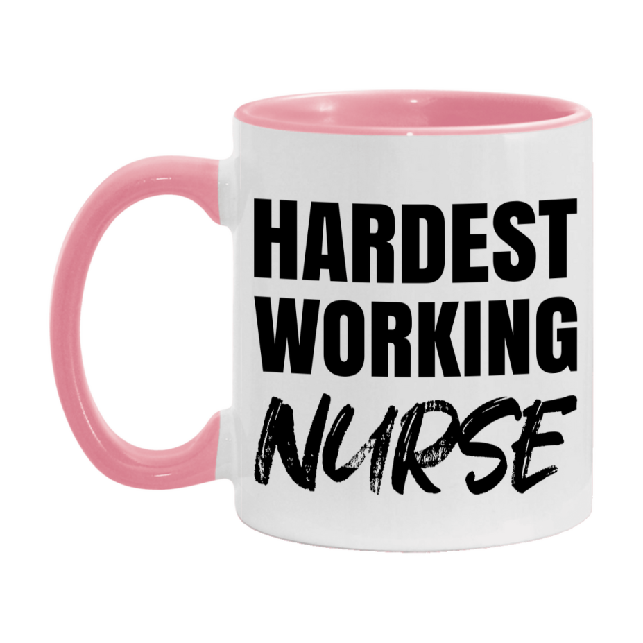 Nurse Superlative Mug, Hardest Working Nurse, 11oz or 15oz Ceramic Coffee Mug, Double-Sided Cup, Gift for Nurse, Coworker Gift, Boss Gift