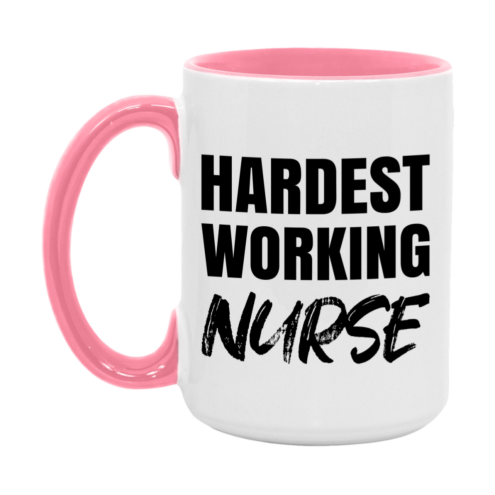 Nurse Superlative Mug, Hardest Working Nurse, 11oz or 15oz Ceramic Coffee Mug, Double-Sided Cup, Gift for Nurse, Coworker Gift, Boss Gift