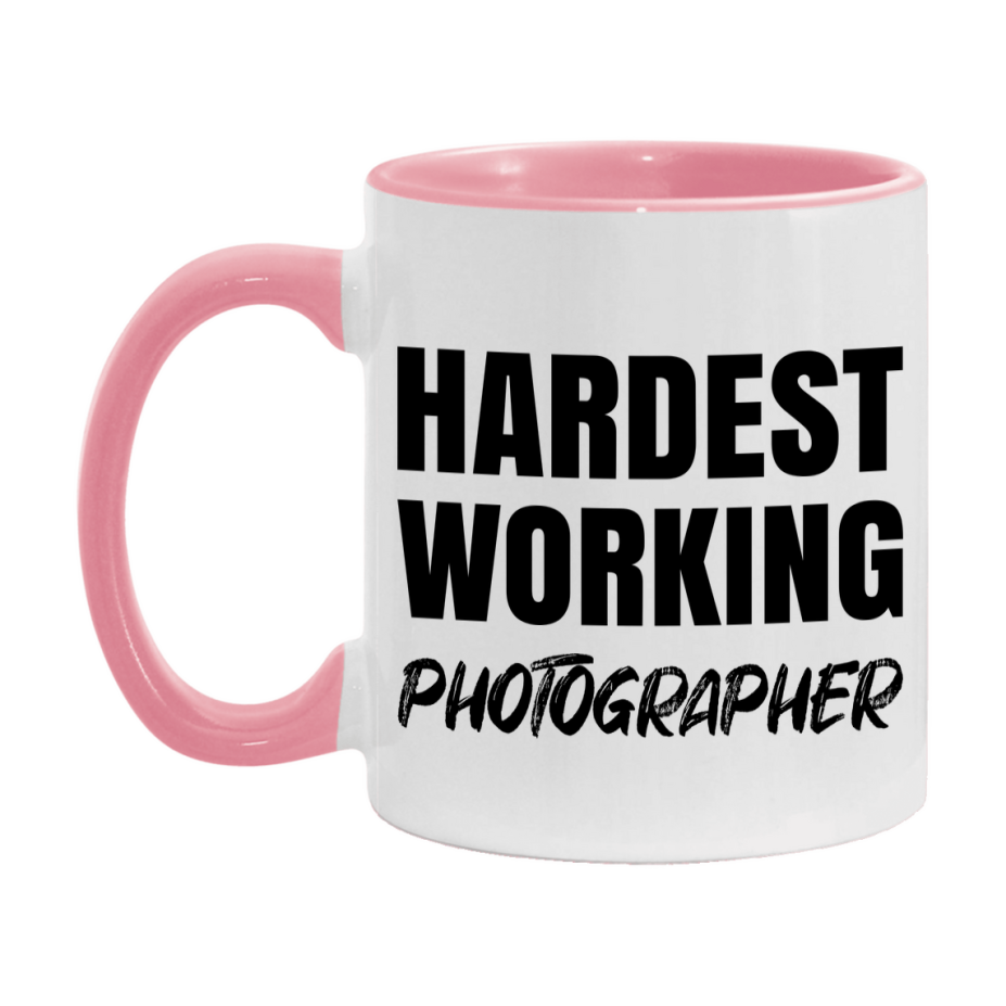 Photographer Superlative Mug, Hardest Working Photographer, 11oz or 15oz Ceramic Coffee Mug, Double-Sided Cup, Gift for Photographer, Coworker Gift, Boss Gift