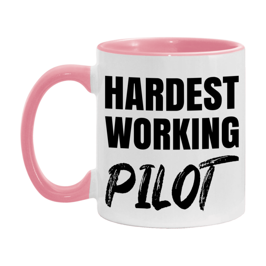 Pilot Superlative Mug, Hardest Working Pilot, 11oz or 15oz Ceramic Coffee Mug, Double-Sided Cup, Gift for Pilot, Coworker Gift, Boss Gift