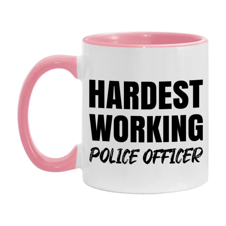 Police Officer Superlative Mug, Hardest Working Police Officer, 11oz or 15oz Ceramic Coffee Mug, Double-Sided Cup, Gift for Police Officer, Coworker Gift, Boss Gift