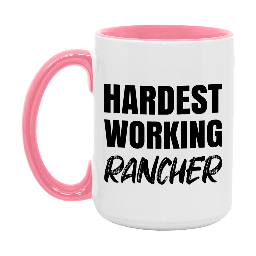 Rancher Superlative Mug, Hardest Working Rancher, 11oz or 15oz Ceramic Coffee Mug, Double-Sided Cup, Gift for Rancher, Coworker Gift, Boss Gift