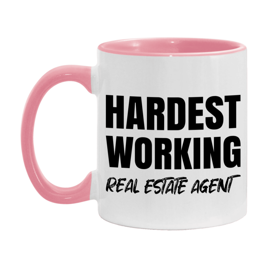 Real Estate Agent Superlative Mug, Hardest Working Real Estate Agent, 11oz or 15oz Ceramic Coffee Mug, Double-Sided Cup, Gift for Real Estate Agent, Coworker Gift, Boss Gift