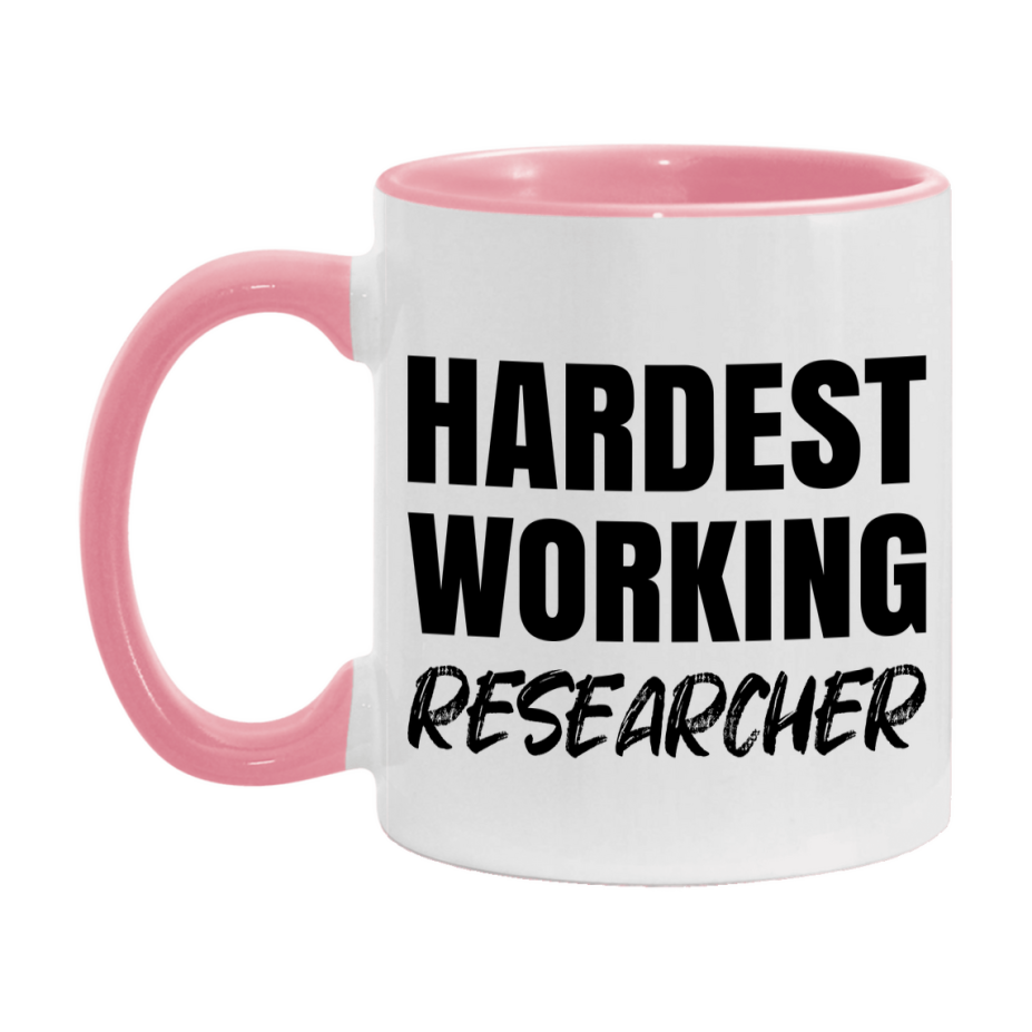 Researcher Superlative Mug, Hardest Working Researcher, 11oz or 15oz Ceramic Coffee Mug, Double-Sided Cup, Gift for Researcher, Coworker Gift, Boss Gift
