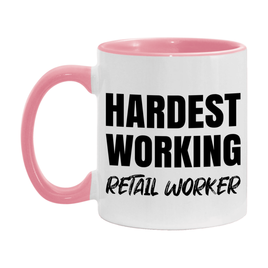Retail Worker Superlative Mug, Hardest Working Retail Worker, 11oz or 15oz Ceramic Coffee Mug, Double-Sided Cup, Gift for Retail Worker, Coworker Gift, Boss Gift