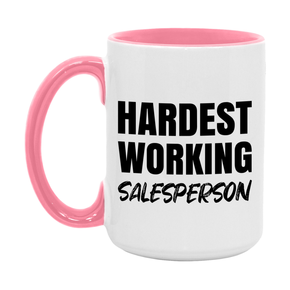 Salesperson Superlative Mug, Hardest Working Salesperson, 11oz or 15oz Ceramic Coffee Mug, Double-Sided Cup, Gift for Salesperson, Coworker Gift, Boss Gift