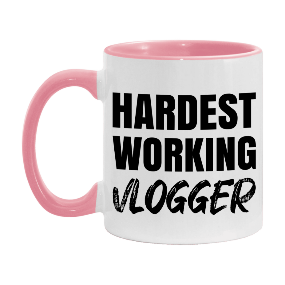 Vlogger Superlative Mug, Hardest Working Vlogger, 11oz or 15oz Ceramic Coffee Mug, Double-Sided Cup, Gift for Vlogger, Coworker Gift, Boss Gift
