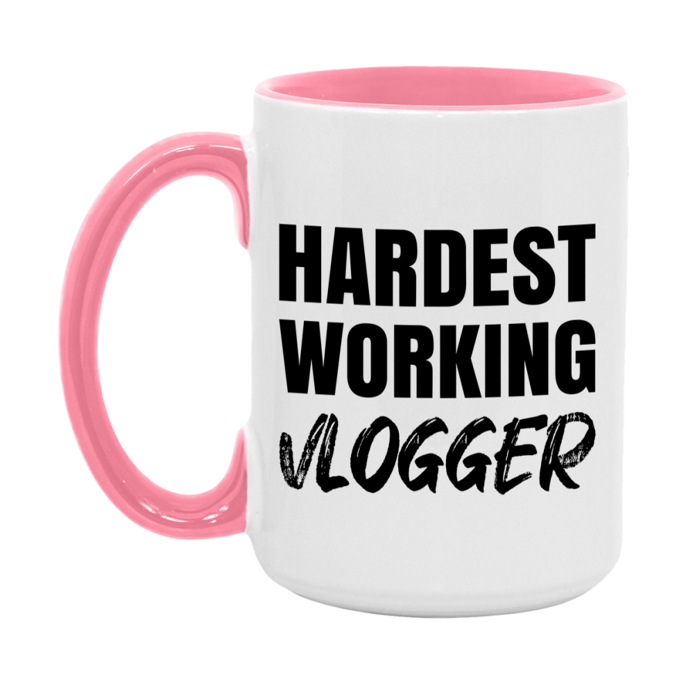 Vlogger Superlative Mug, Hardest Working Vlogger, 11oz or 15oz Ceramic Coffee Mug, Double-Sided Cup, Gift for Vlogger, Coworker Gift, Boss Gift