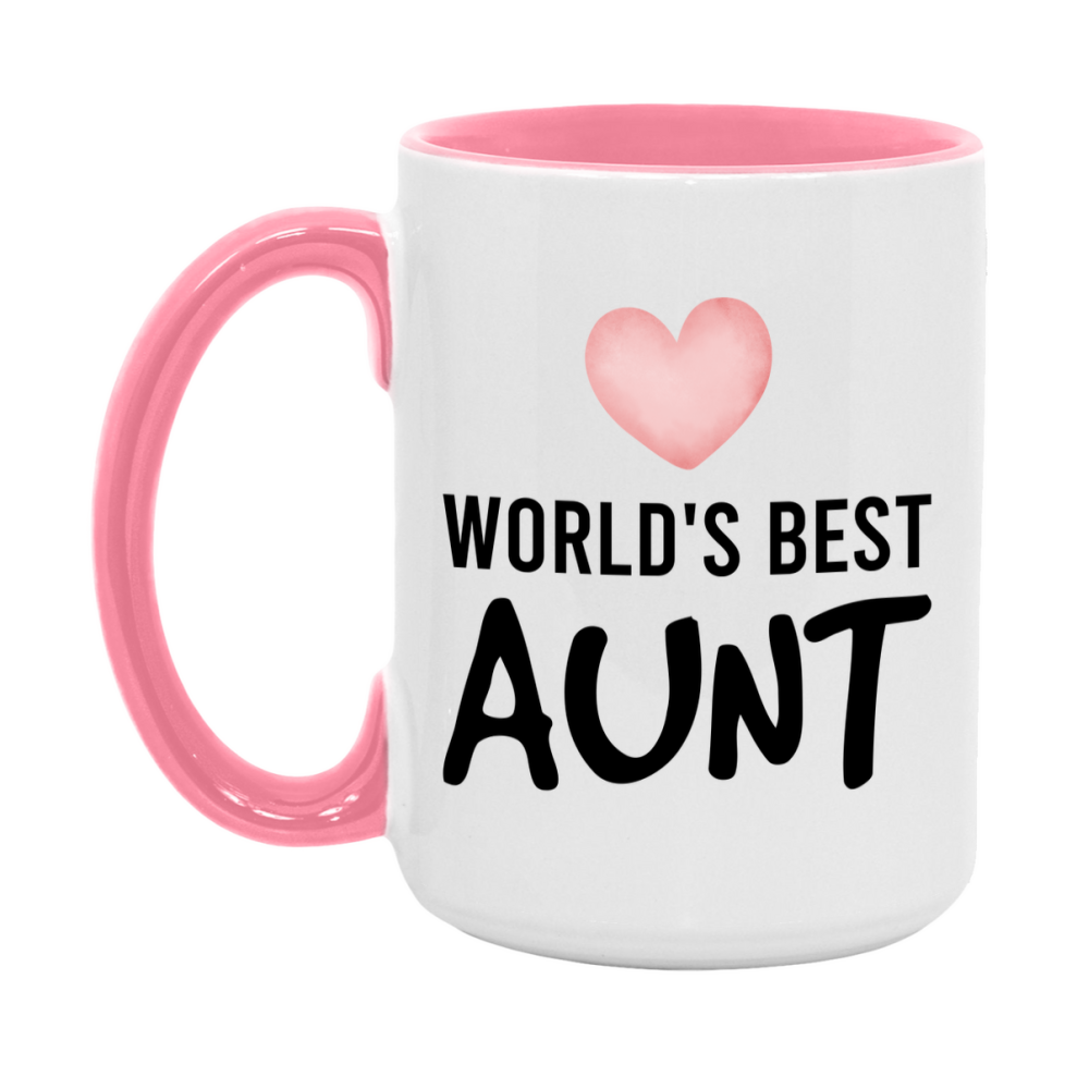 World's Best Aunt Mug, Aunt Superlative Coffee Mug, 11oz or 15oz Ceramic Cup, Gift for Aunt