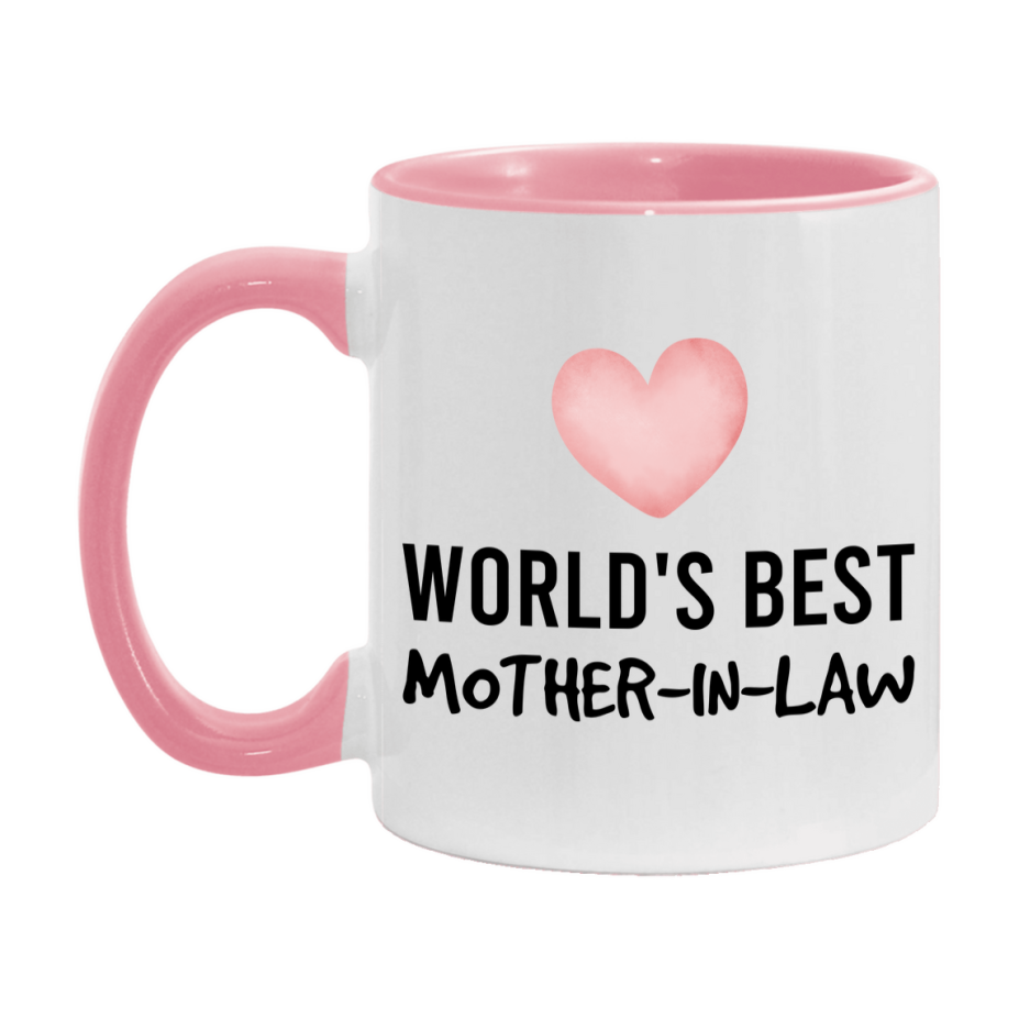 World's Best Mother-In-Law Mug, Mother-In-Law Superlative Coffee Mug, 11oz or 15oz Ceramic Cup, Gift for Mother-In-Law