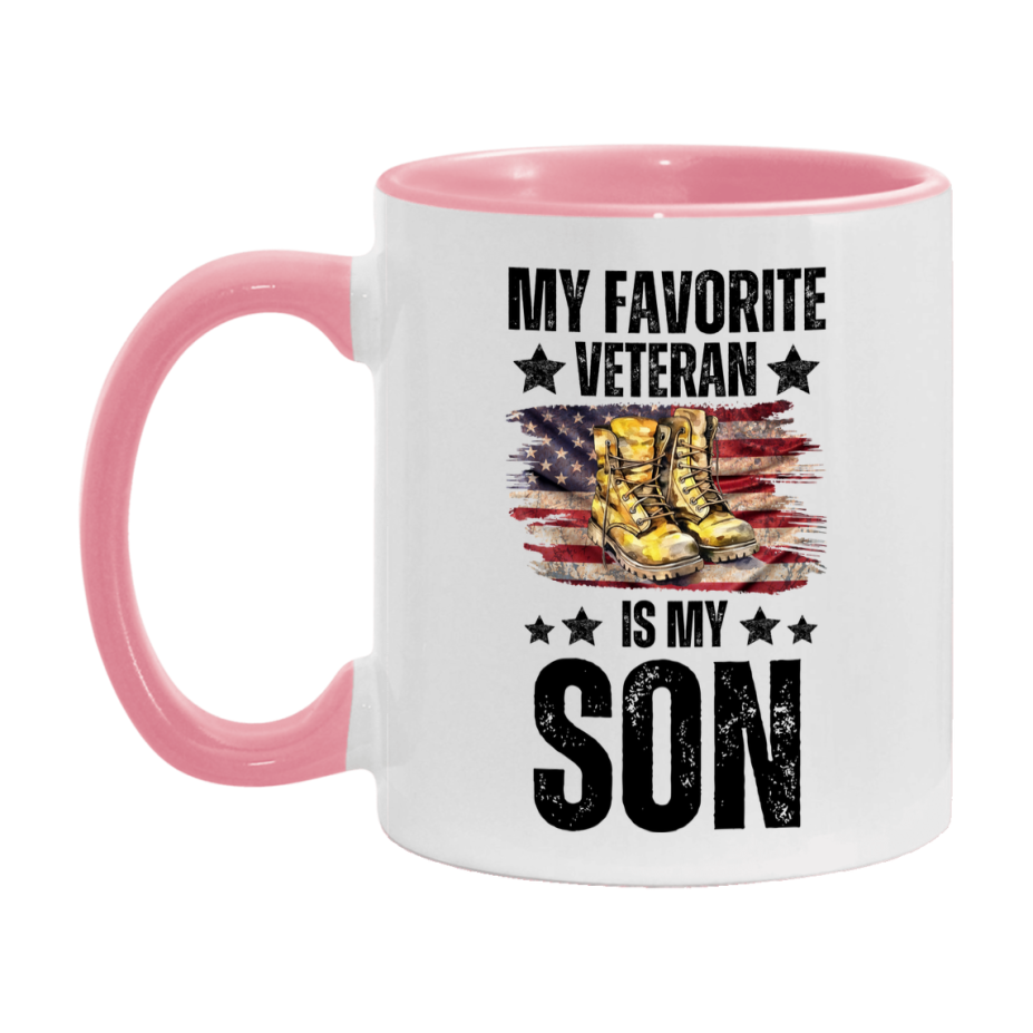 Veteran Gift Mug, My Favorite Veteran Is My Son, 11oz or 15oz Ceramic Coffee Cup Gift for Son