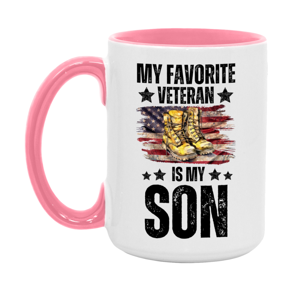 Veteran Gift Mug, My Favorite Veteran Is My Son, 11oz or 15oz Ceramic Coffee Cup Gift for Son