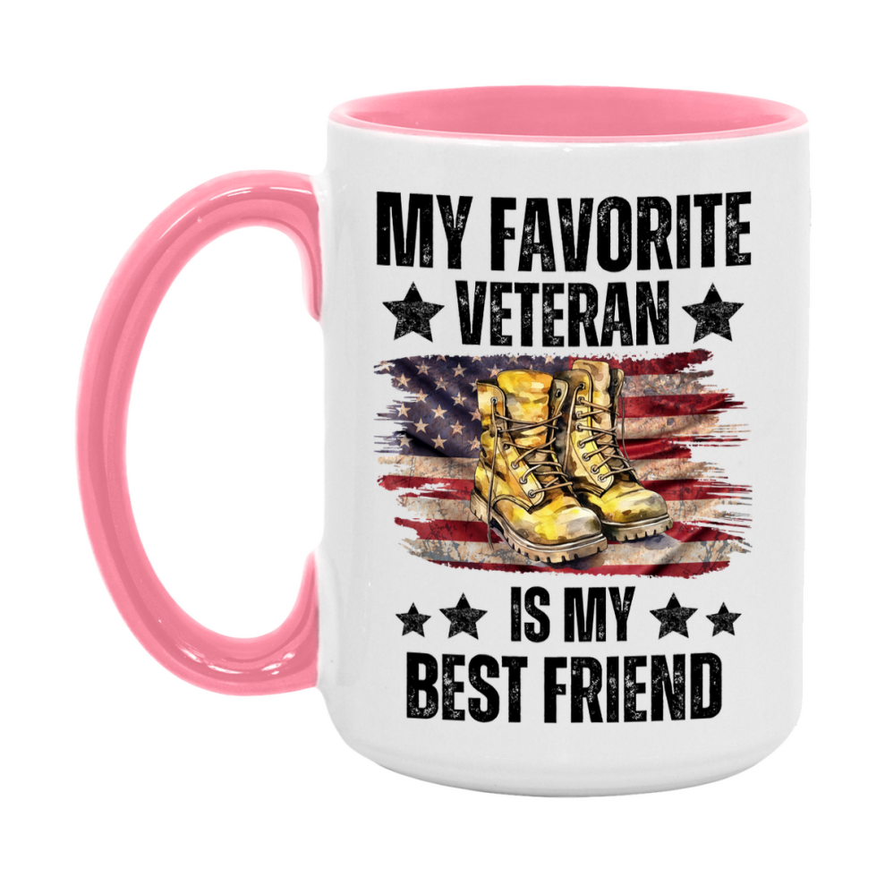 Veteran Gift Mug, My Favorite Veteran Is My Best Friend, 11oz or 15oz Ceramic Coffee Cup Gift for Best Friend