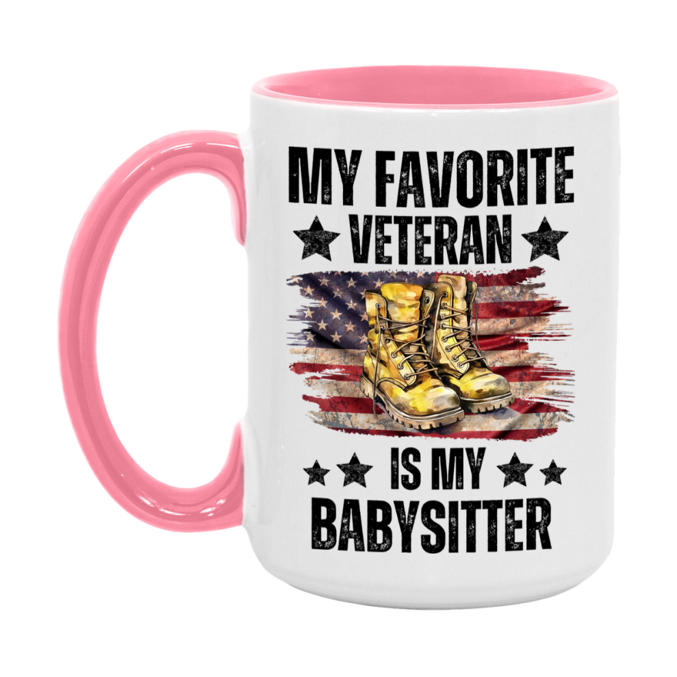 Veteran Gift Mug, My Favorite Veteran Is My Babysitter, 11oz or 15oz Ceramic Coffee Cup Gift for Babysitter