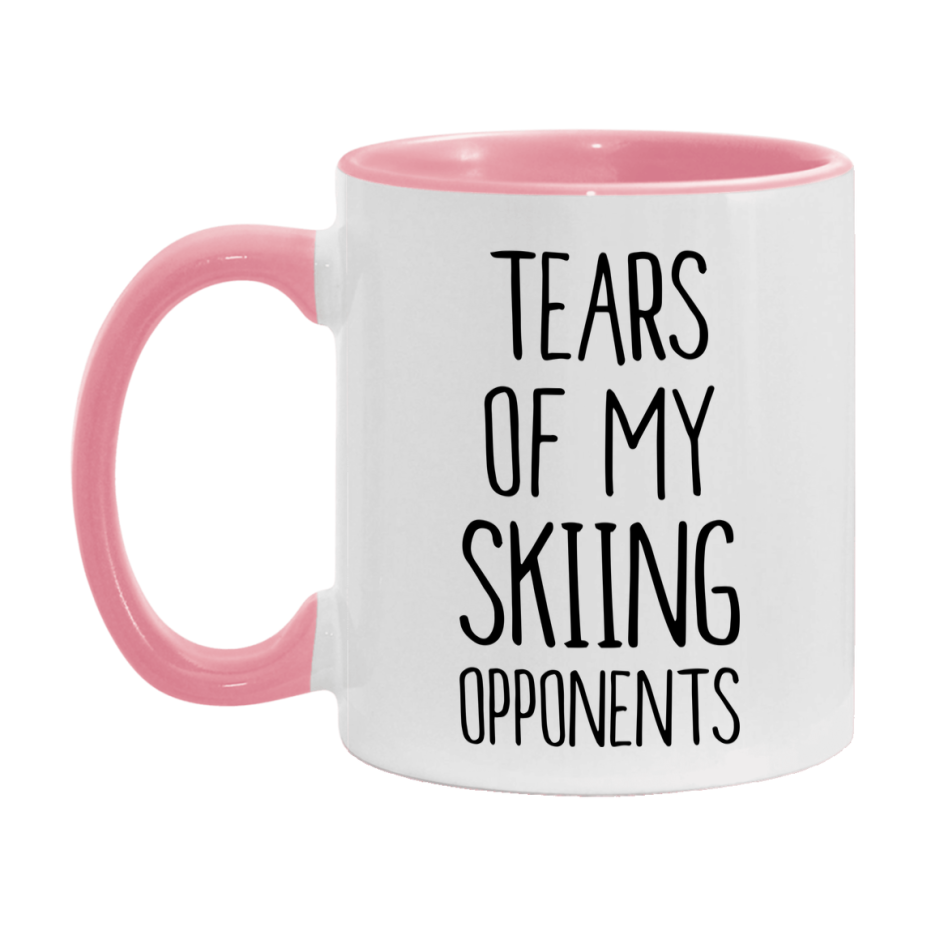 Funny Skiing Mug, Tears Of My Skiing Opponents, 11oz or 15oz White Ceramic Coffee Cup Gift for Skiing Lovers