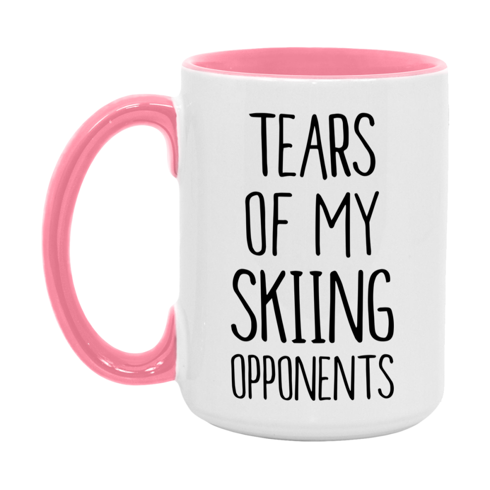 Funny Skiing Mug, Tears Of My Skiing Opponents, 11oz or 15oz White Ceramic Coffee Cup Gift for Skiing Lovers